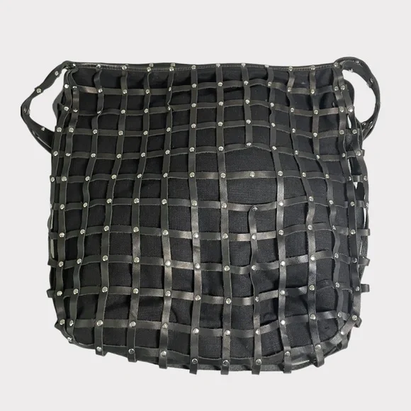 STAUD - Joe Studded Slouchy Shoulder Bag - Black/Silver - Picture 3 of 6